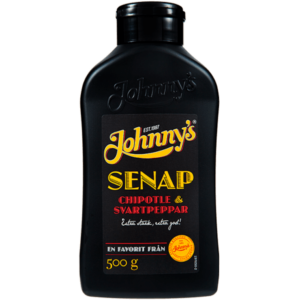 Johnny's Chipotle & Sort Peber Sennep. 500 g.